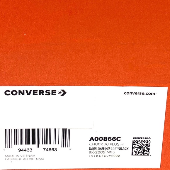 Converse Chuck Taylor 70 Plus High Top Canvas Purple Women’s Sneakers A00866C - Picture 8 of 9